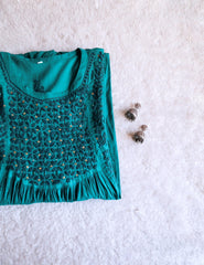 Nazakat Teal Blue Mukaish Dress