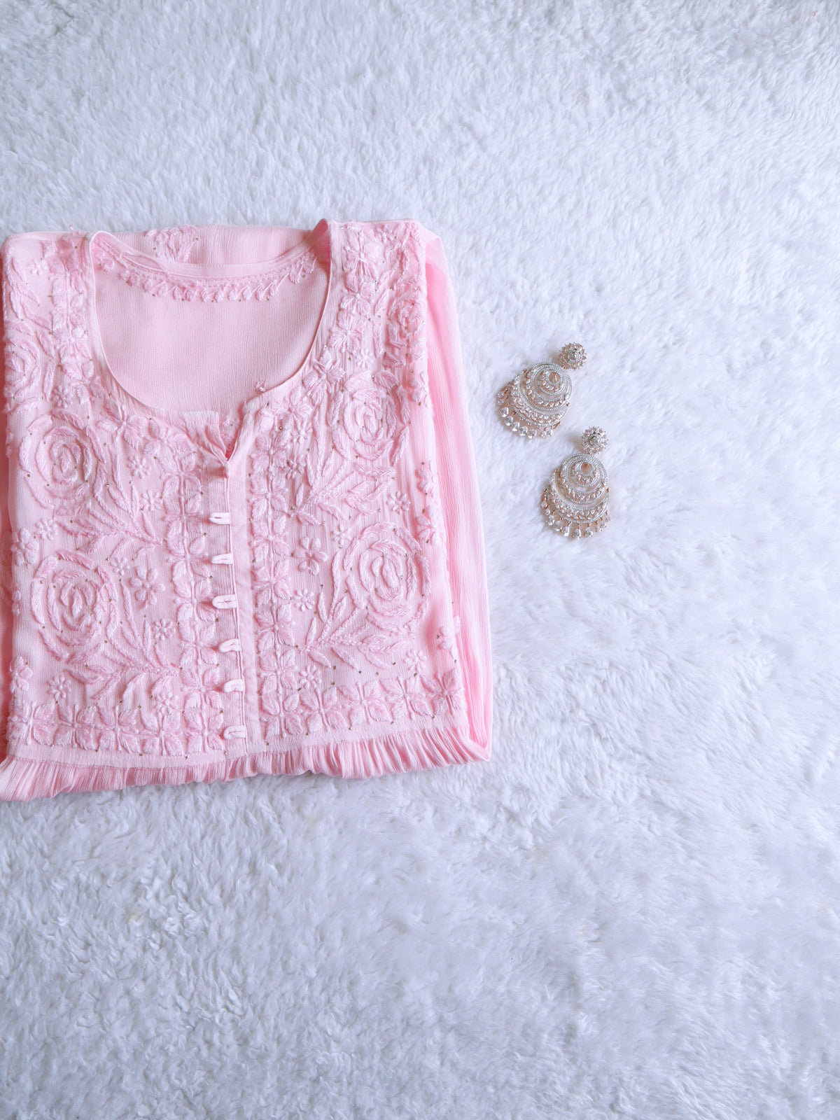 Hoor Baby Pink Pure Chiffon Dress