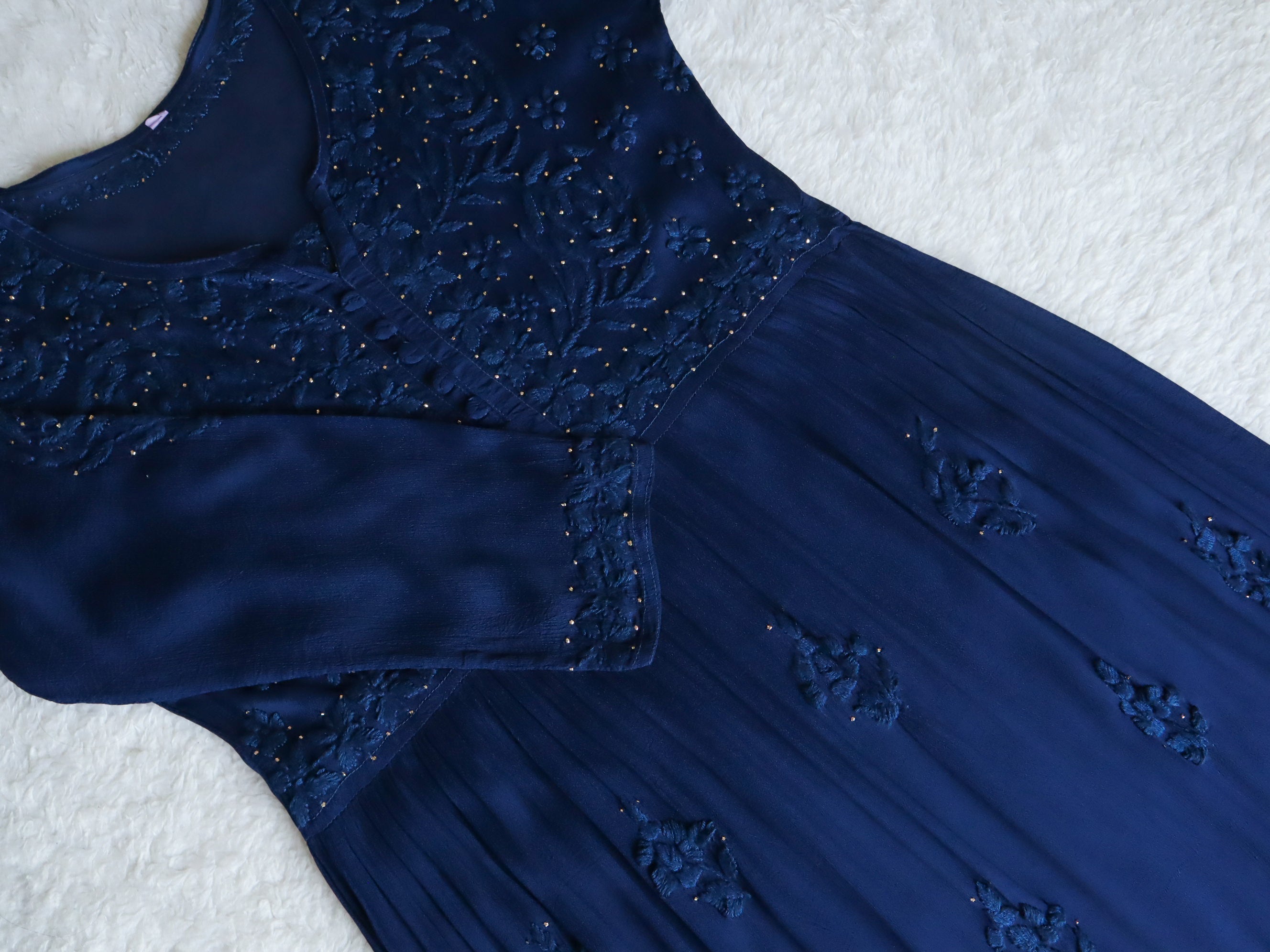 Hoor Royal Blue Pure Chiffon Dress