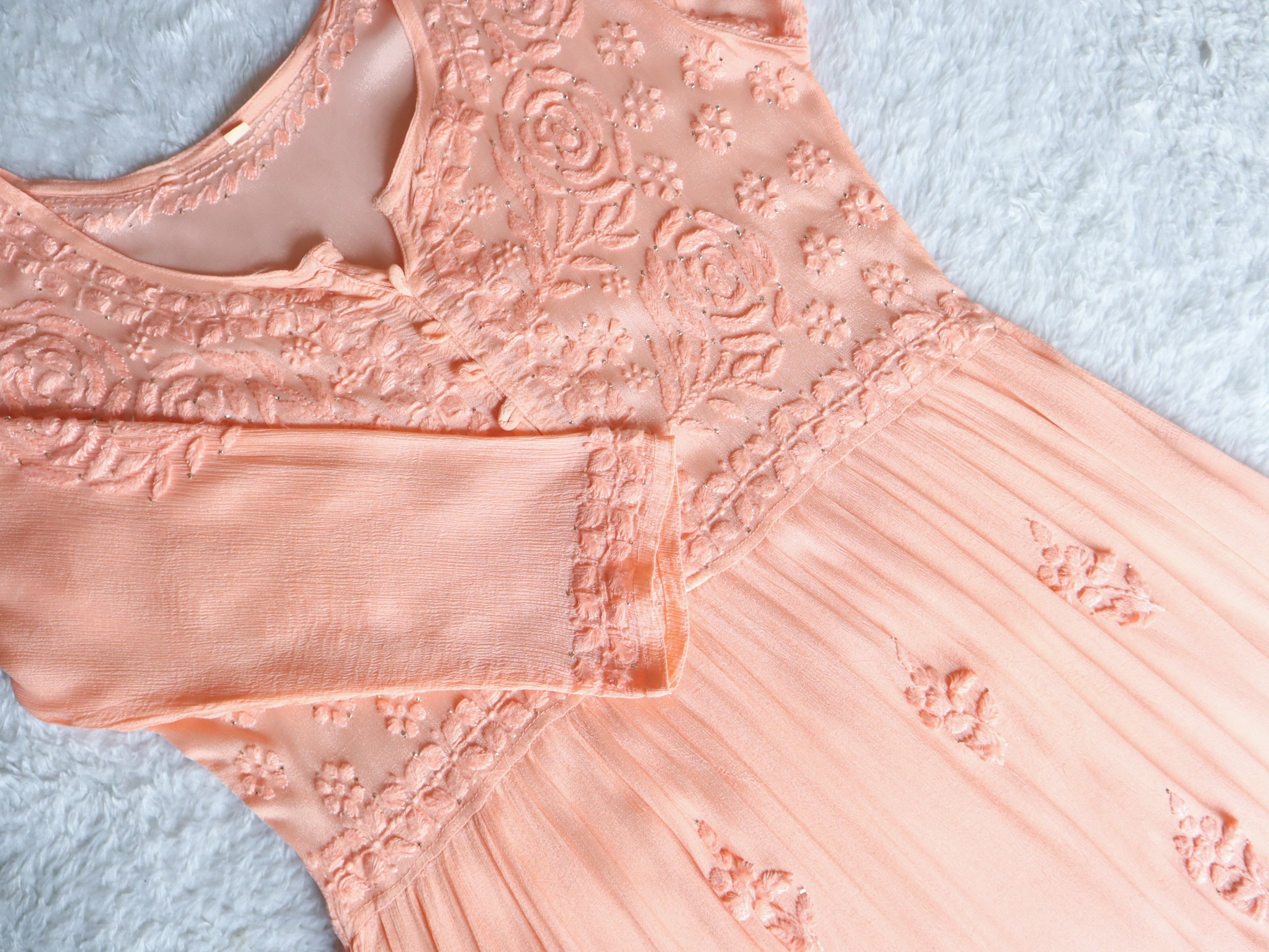 Hoor Peach Pure Chiffon Dress