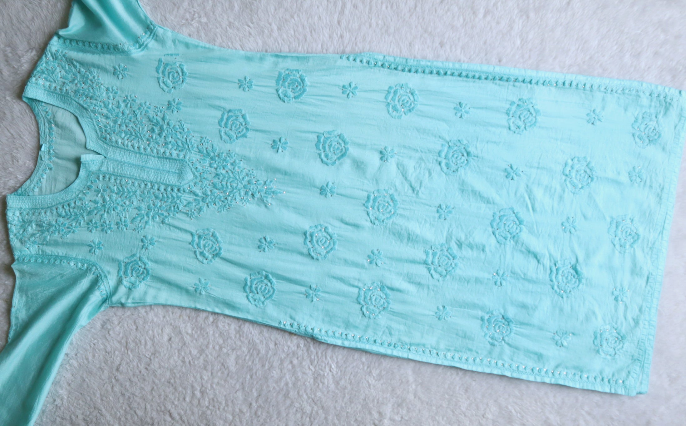 Hoor Sky Blue Pure Chanderi Kurta