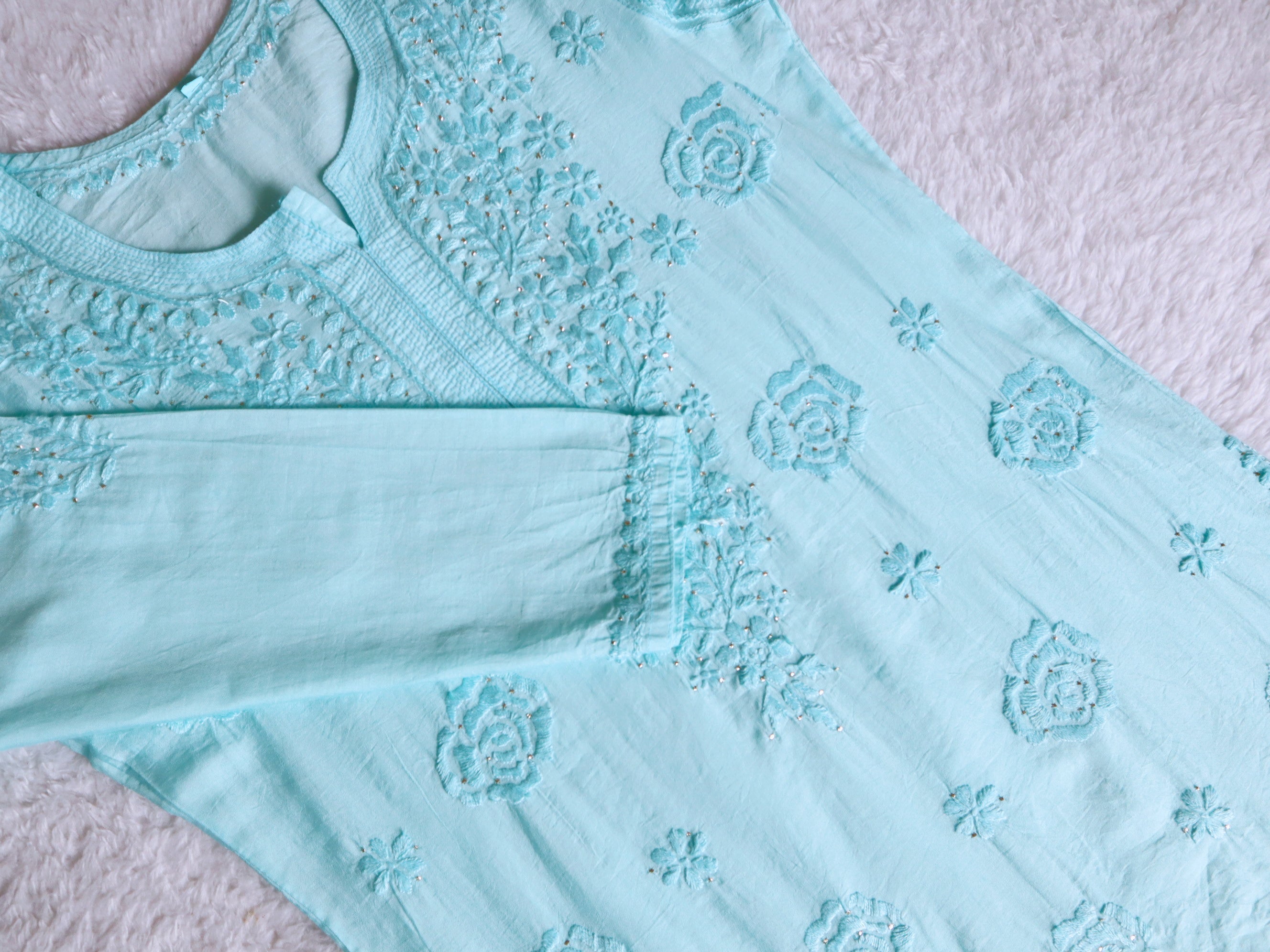 Hoor Sky Blue Pure Chanderi Kurta