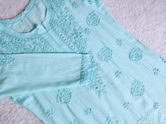 Hoor Sky Blue Pure Chanderi Kurta