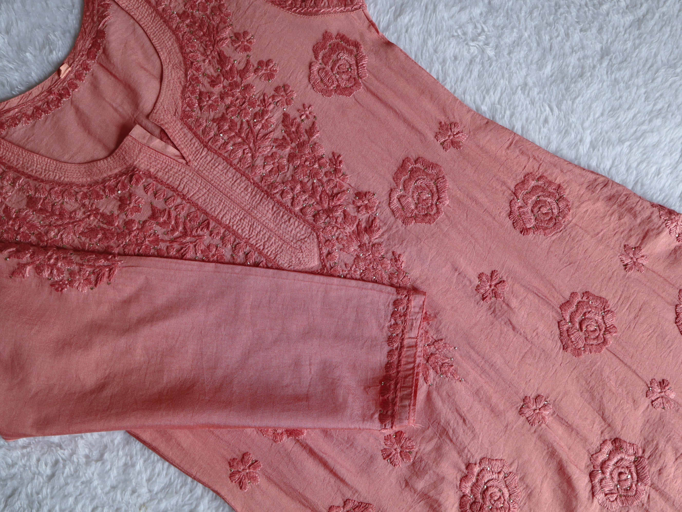 Hoor Rose Brown Pure Chanderi Kurta