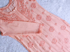 Hoor Pastel Peach Pure Chanderi Kurta