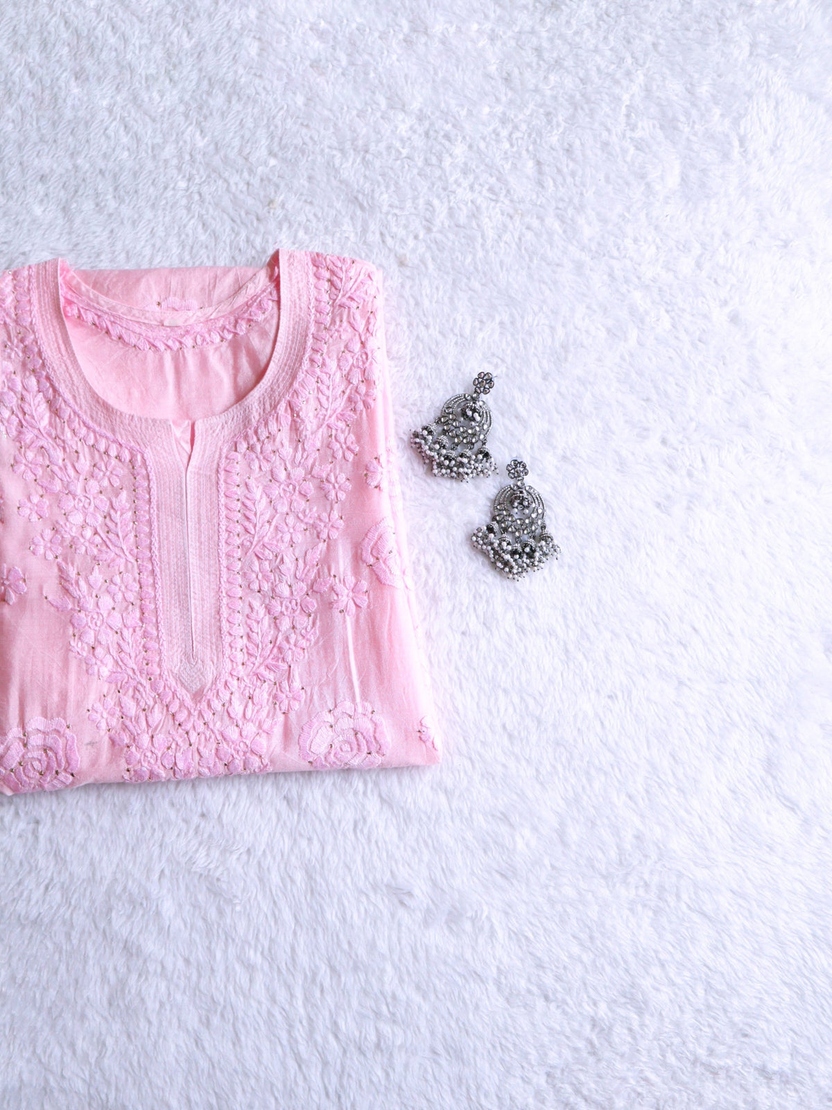 Hoor Baby Pink Chanderi Mukaish Kurta