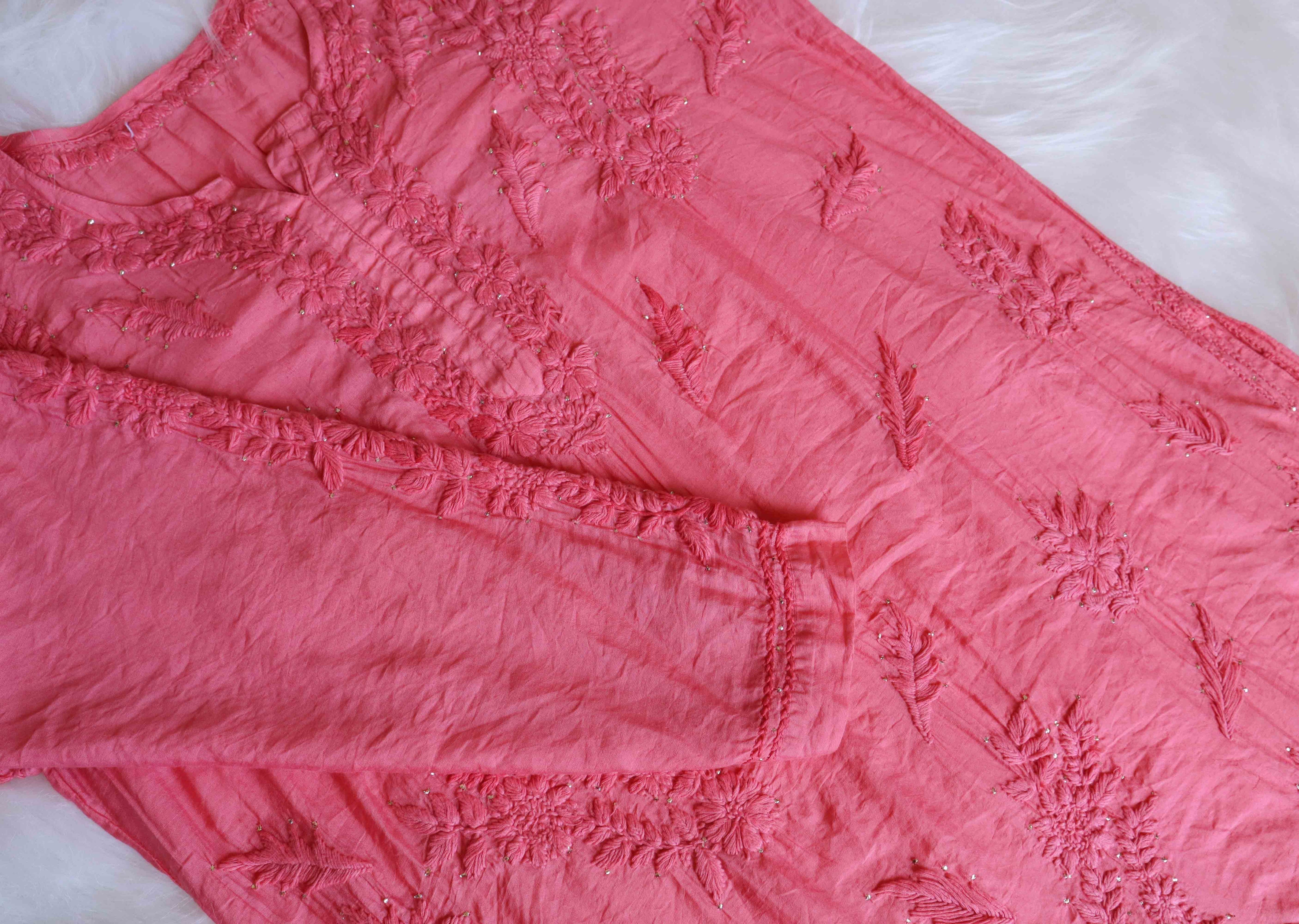 Nayaab Rose Pink Pure Chanderi Premium Kurta