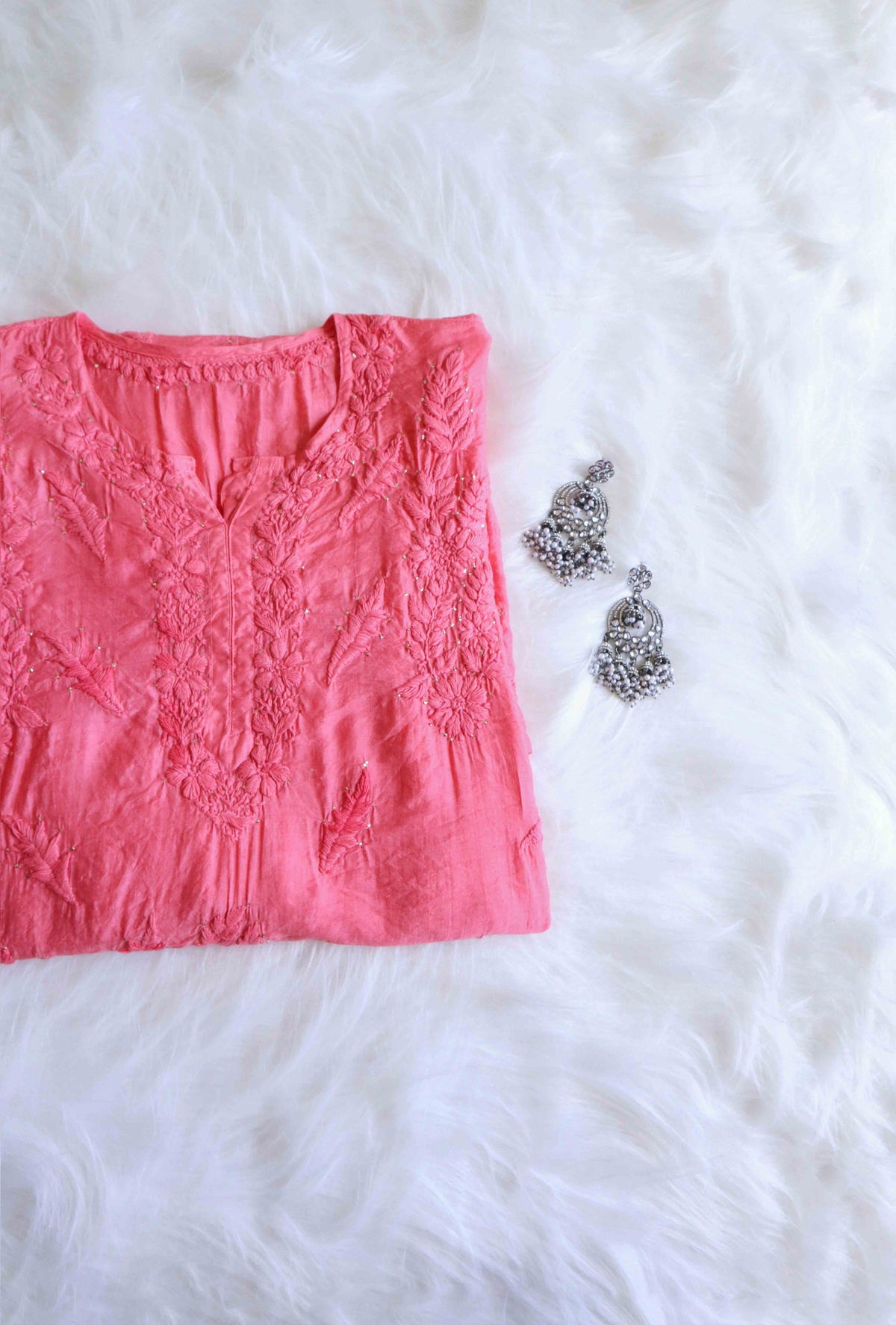 Nayaab Rose Pink Pure Chanderi Premium Kurta