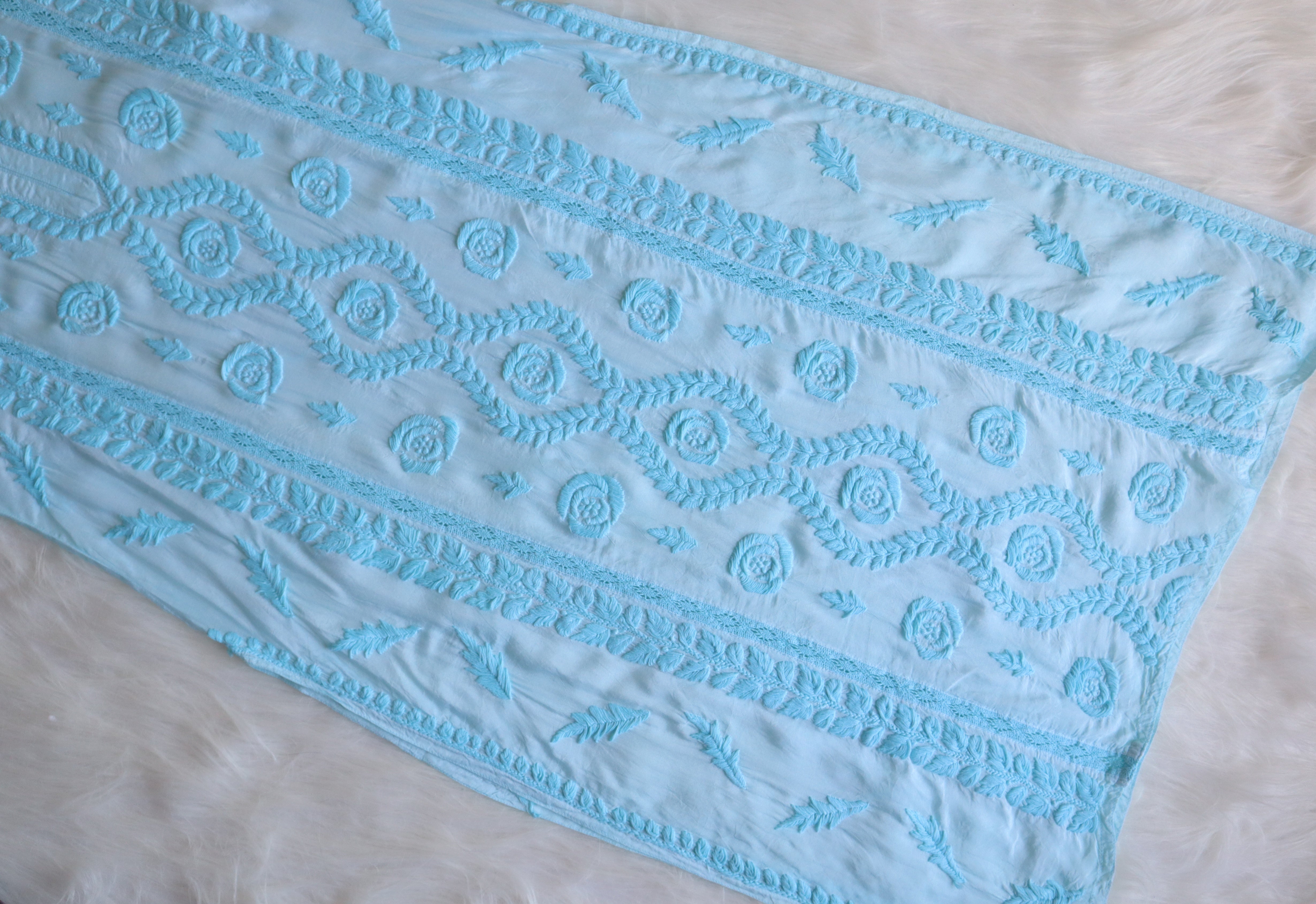 Hoor Aqua Blue Premium Muslin Kurta