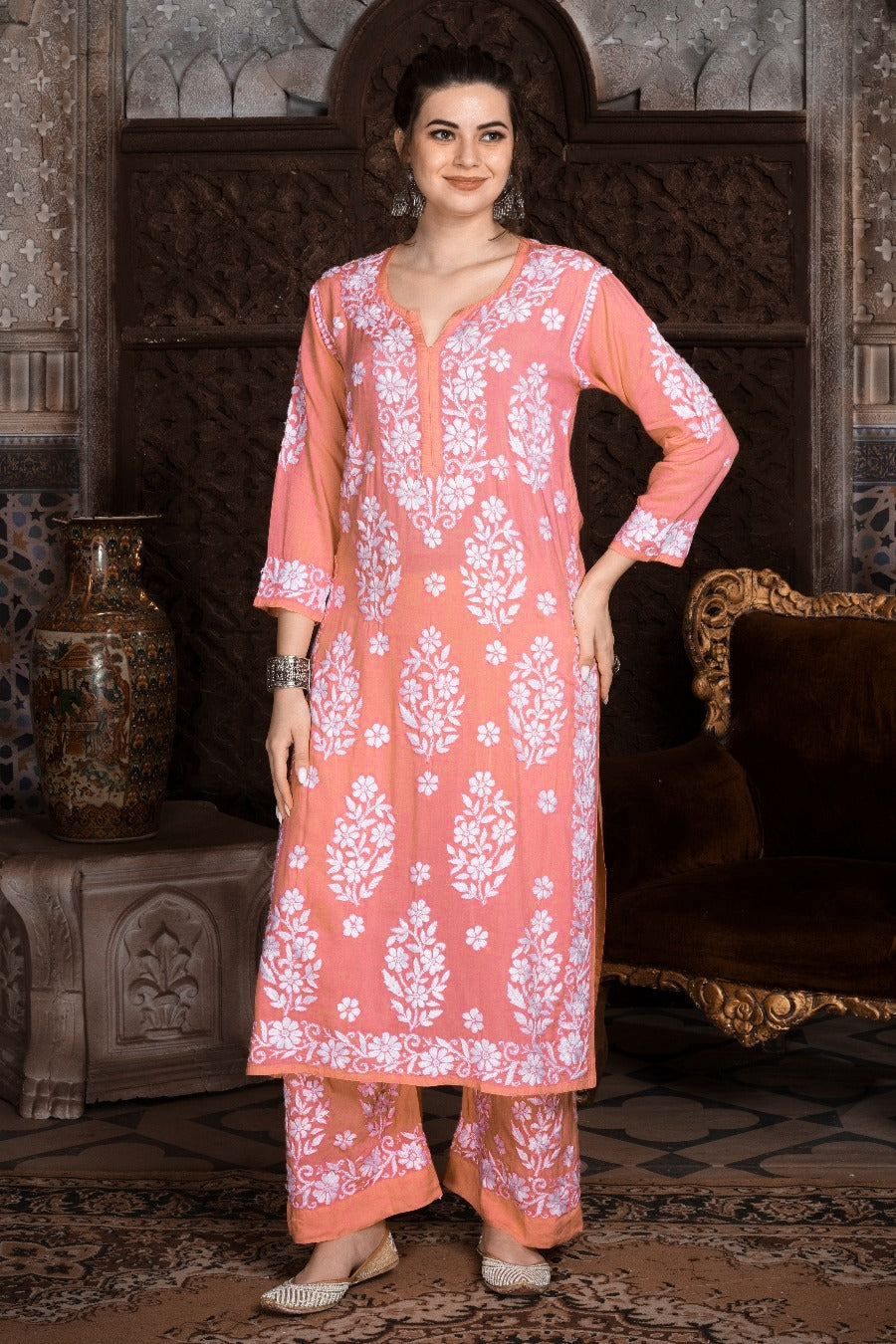 Mohini Chikankari Modal Kurti Set