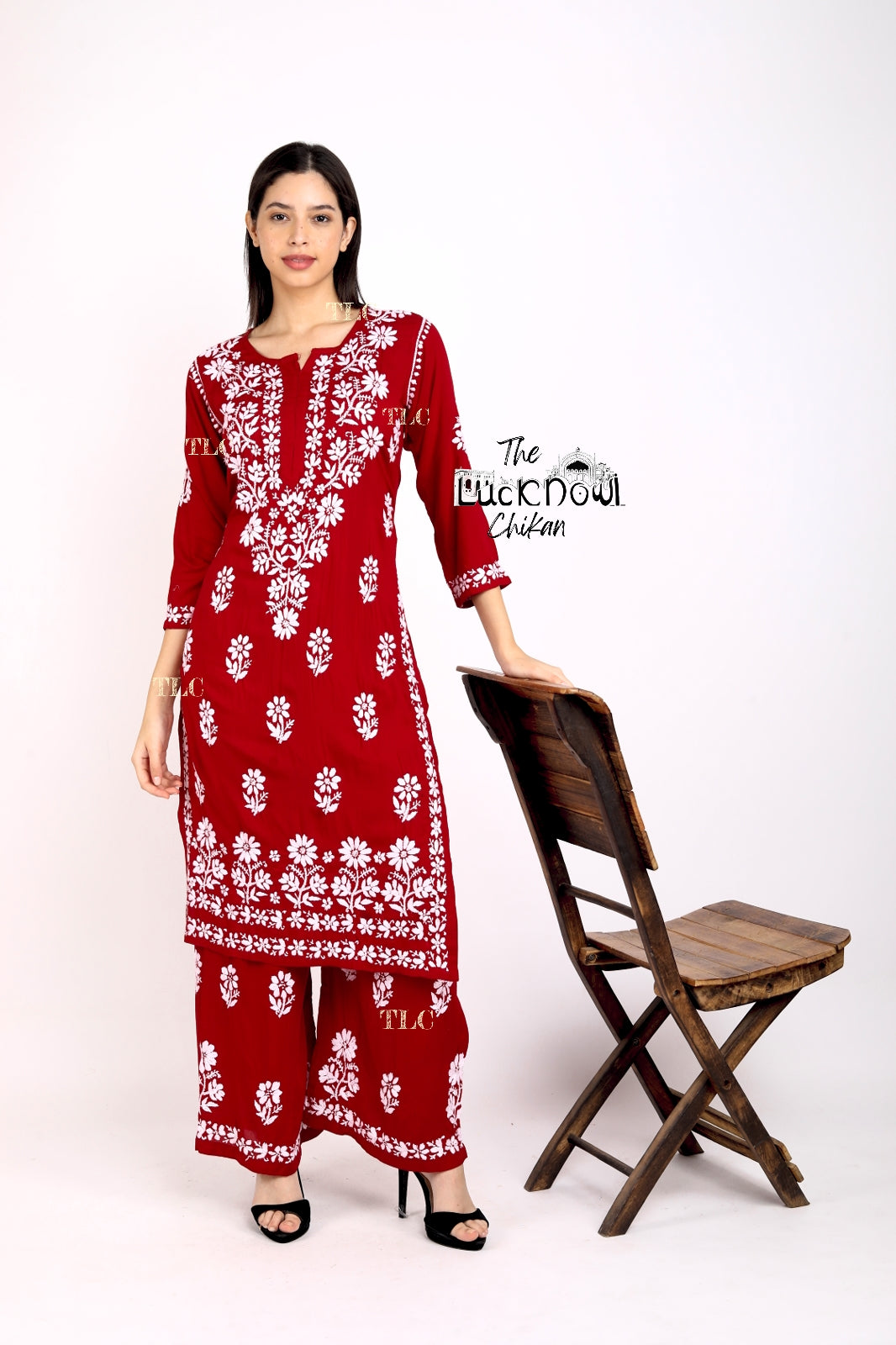 Lali Modal Chikankari Kurti Set