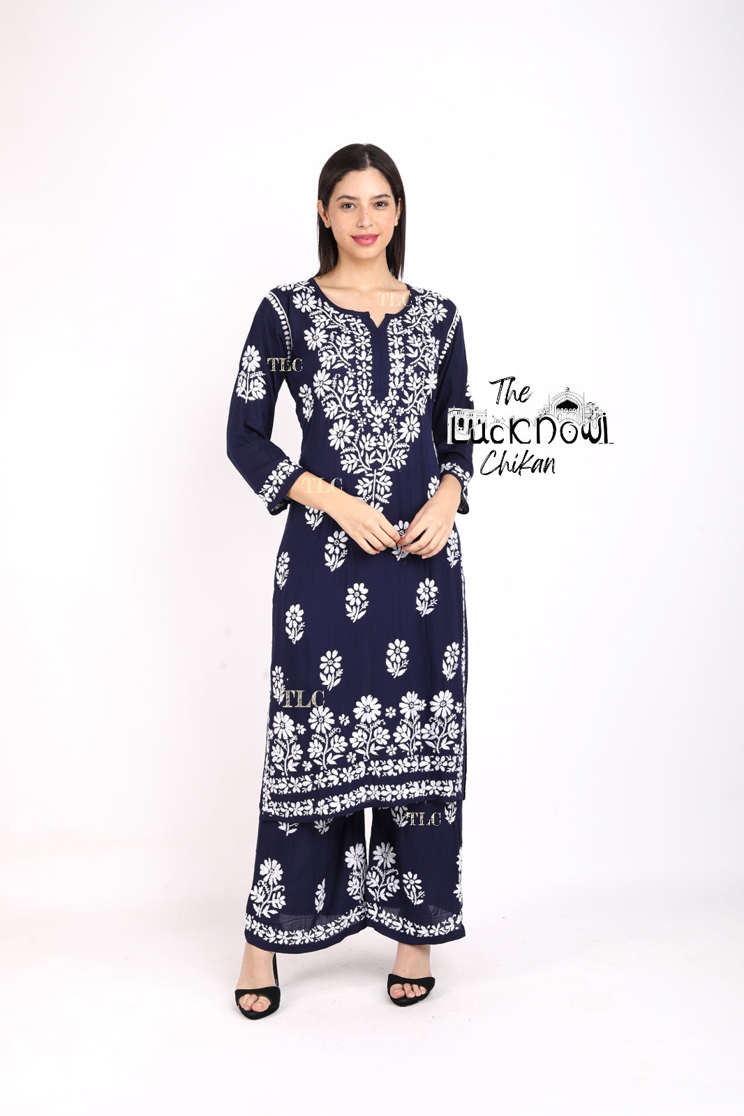Lali Modal Chikankari Kurti Set