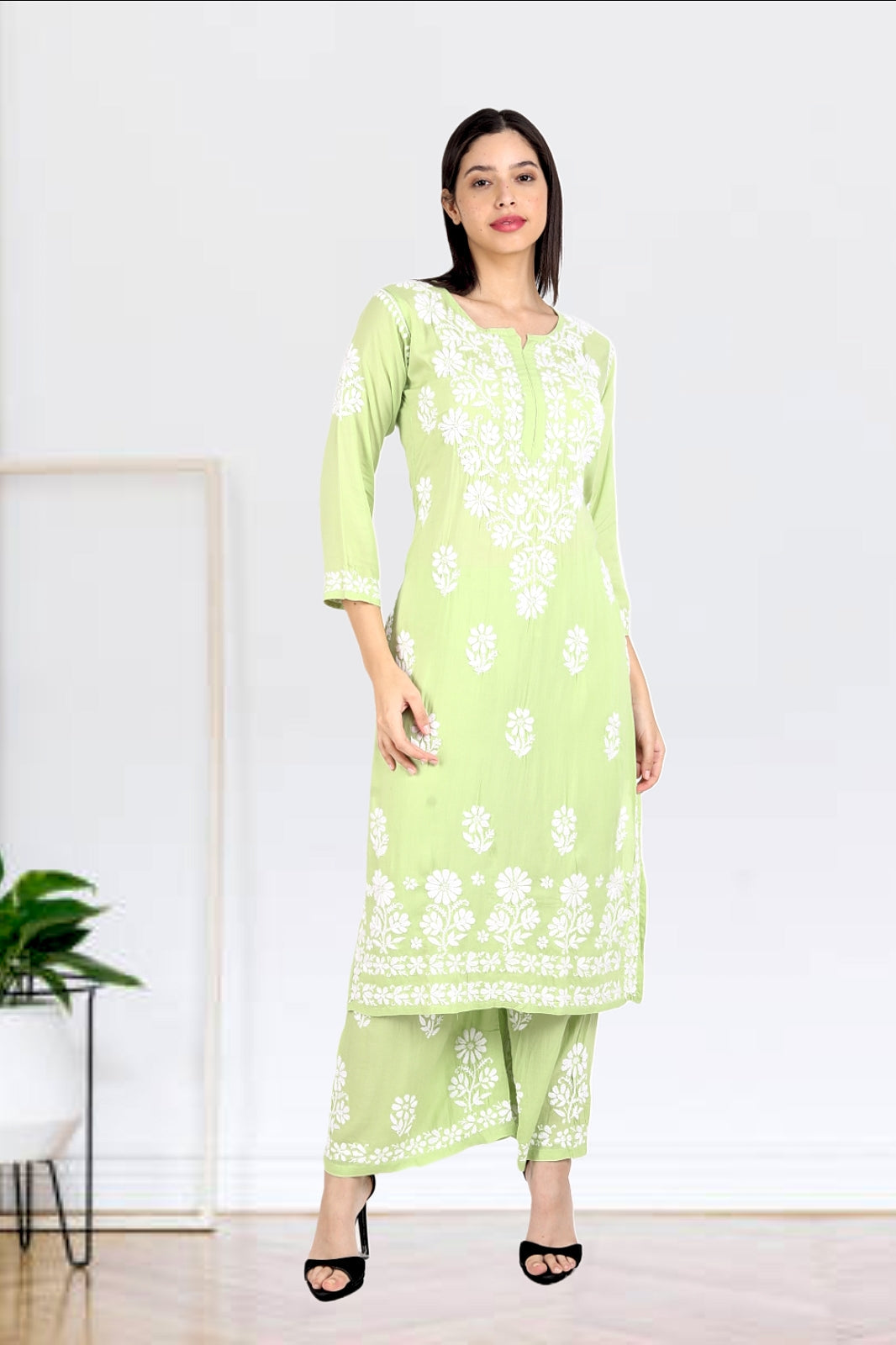 Lali Modal Chikankari Kurti Set