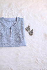 Nazakat Pastel Grey Cotton Kurta