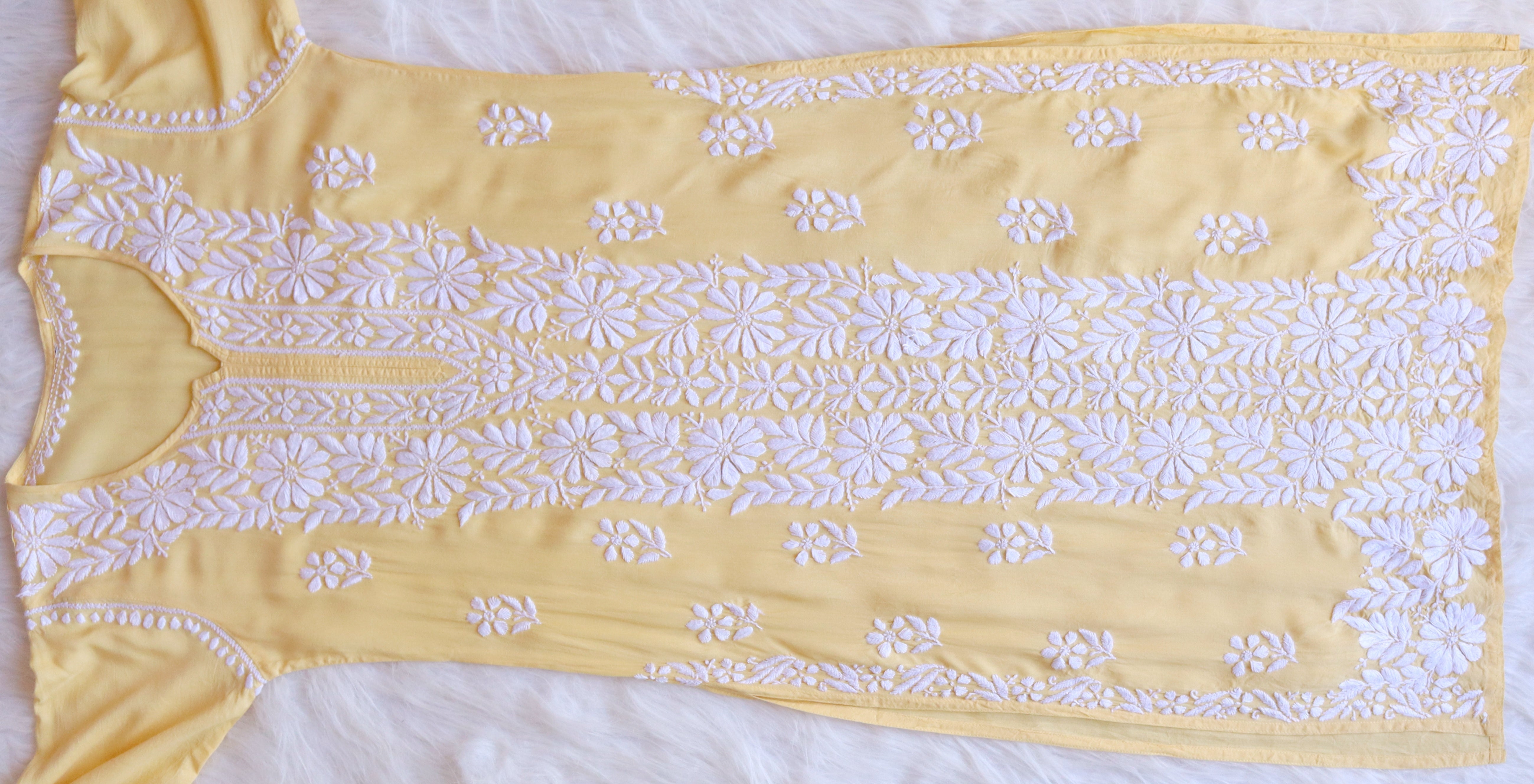 Zeina Pastel Yellow Long Modal Kurta