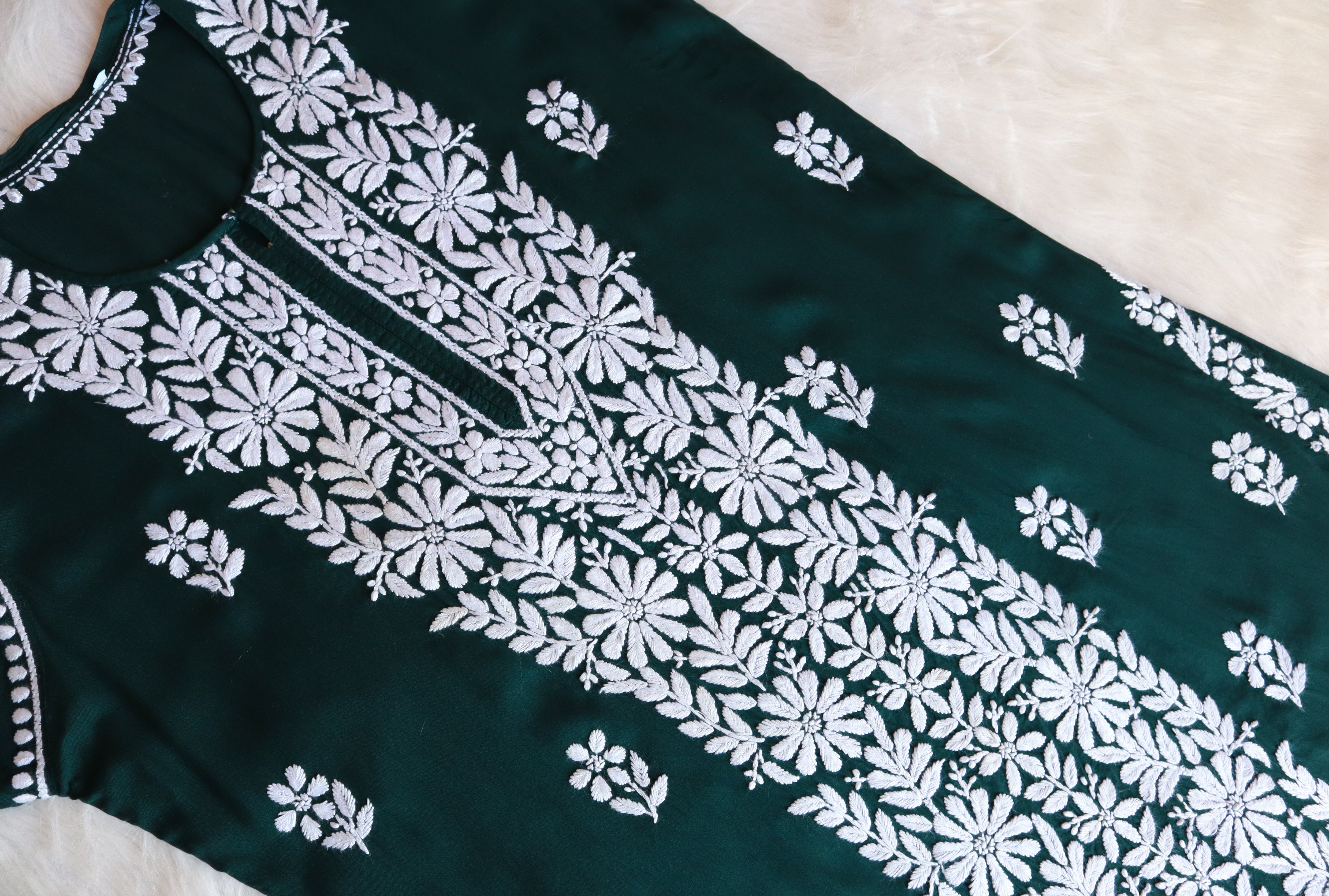 Zeina Deep Green Long Modal Kurta