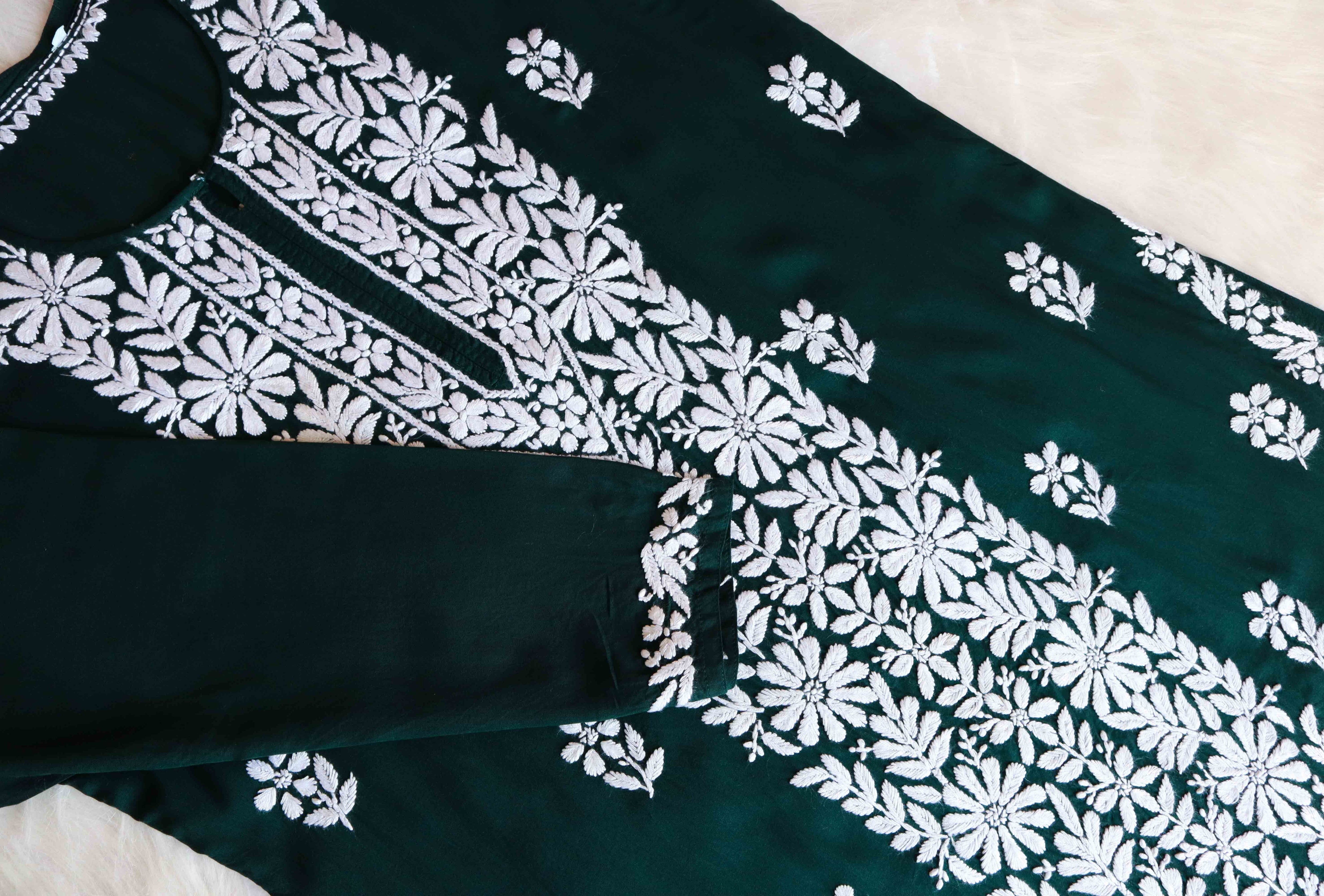 Zeina Deep Green Long Modal Kurta