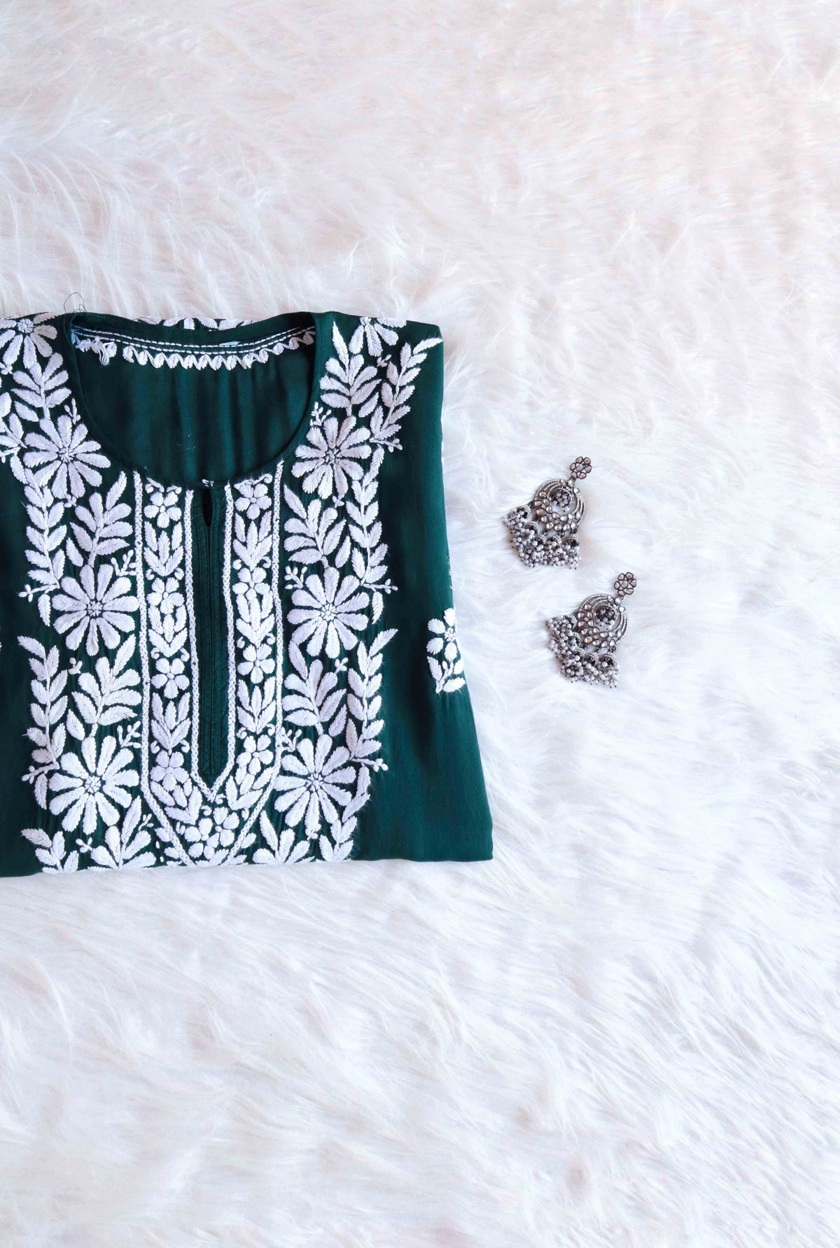 Zeina Deep Green Long Modal Kurta