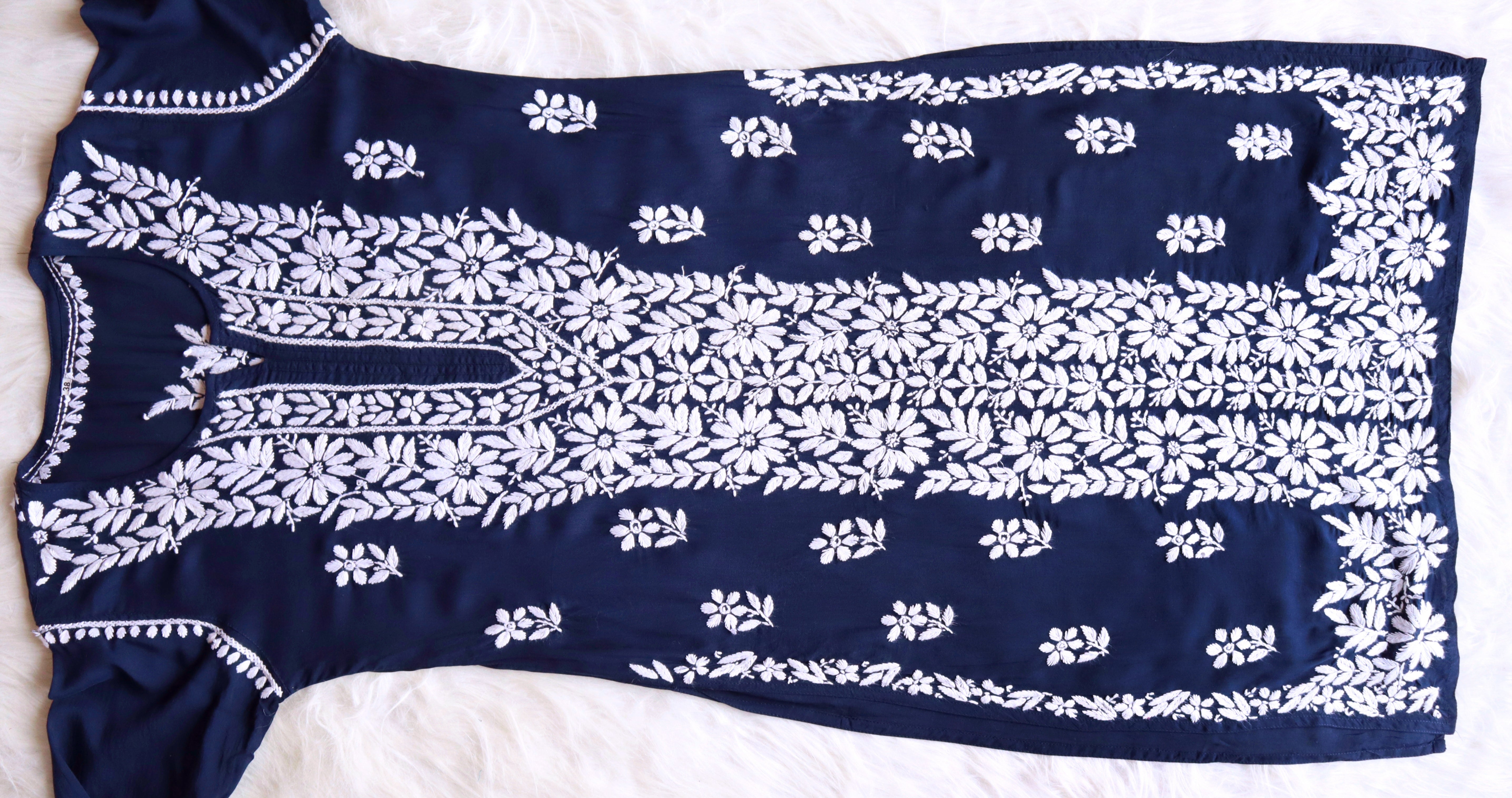 Zeina Navy Blue Long Modal Kurta