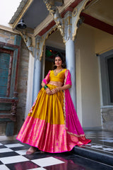 Elegant Narayan Pattu Lehenga Set with Zari Weaving & Sequins Embroidered Dupatta