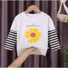 Happy Day Girls Sunflower Cotton Blend Top – Cute Casual Summer Wear