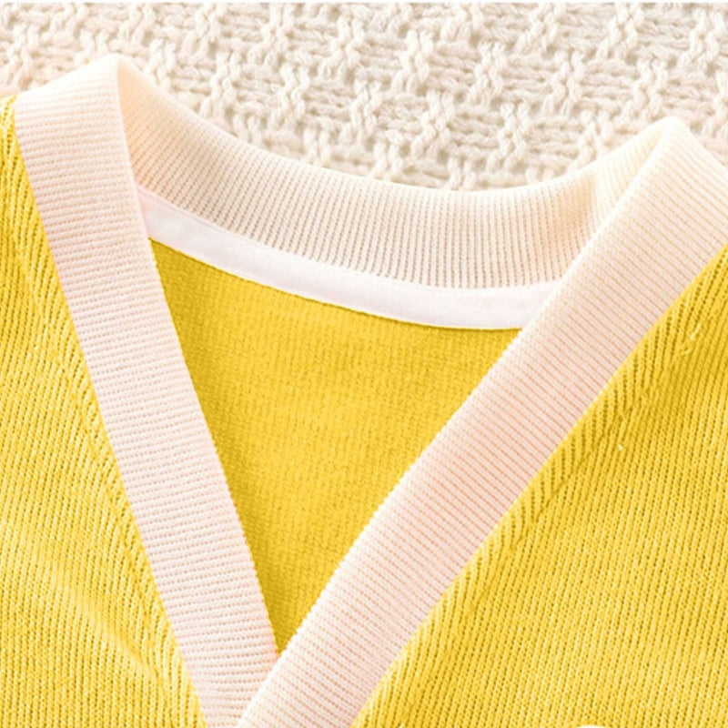 Yellow Rainbow Cotton Blend Warm Top – Cozy Winter Wear for Baby Boys & Girls