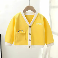 Yellow Rainbow Cotton Blend Warm Top – Cozy Winter Wear for Baby Boys & Girls