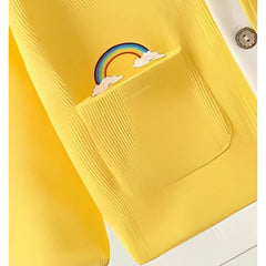 Yellow Rainbow Cotton Blend Warm Top – Cozy Winter Wear for Baby Boys & Girls