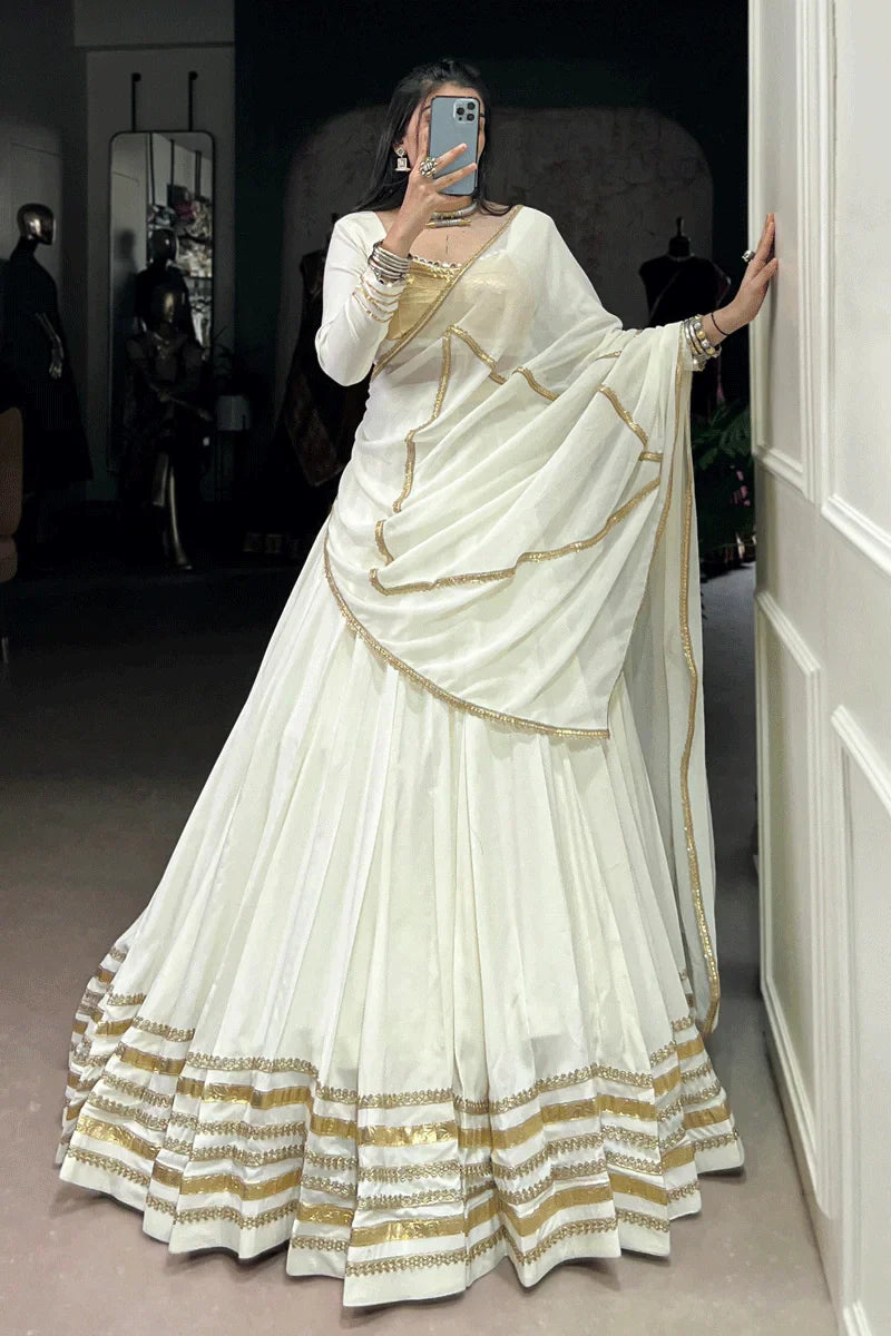 Pure Rayon  Fully White Chaniya Choli For Navratri Fastival