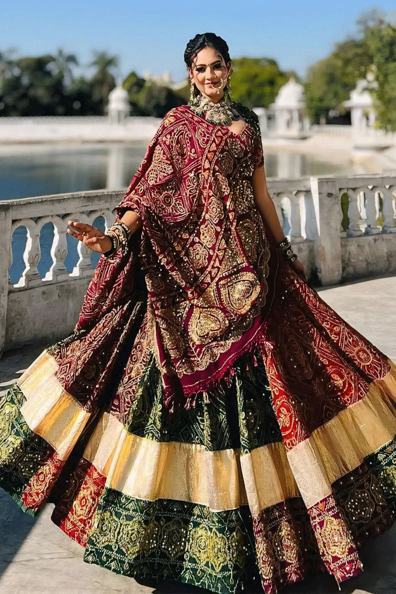 Traditional Bandhani Print Heavy Flair Chaniya Choli For Garba