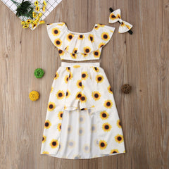 Sunflower Three-Piece Baby and Toddler Outfit – Cotton Blend Set