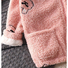 Fuzzy Bear Girls Soft Zipper Top – Cozy Cotton Blend Fleece Jacket for Kids