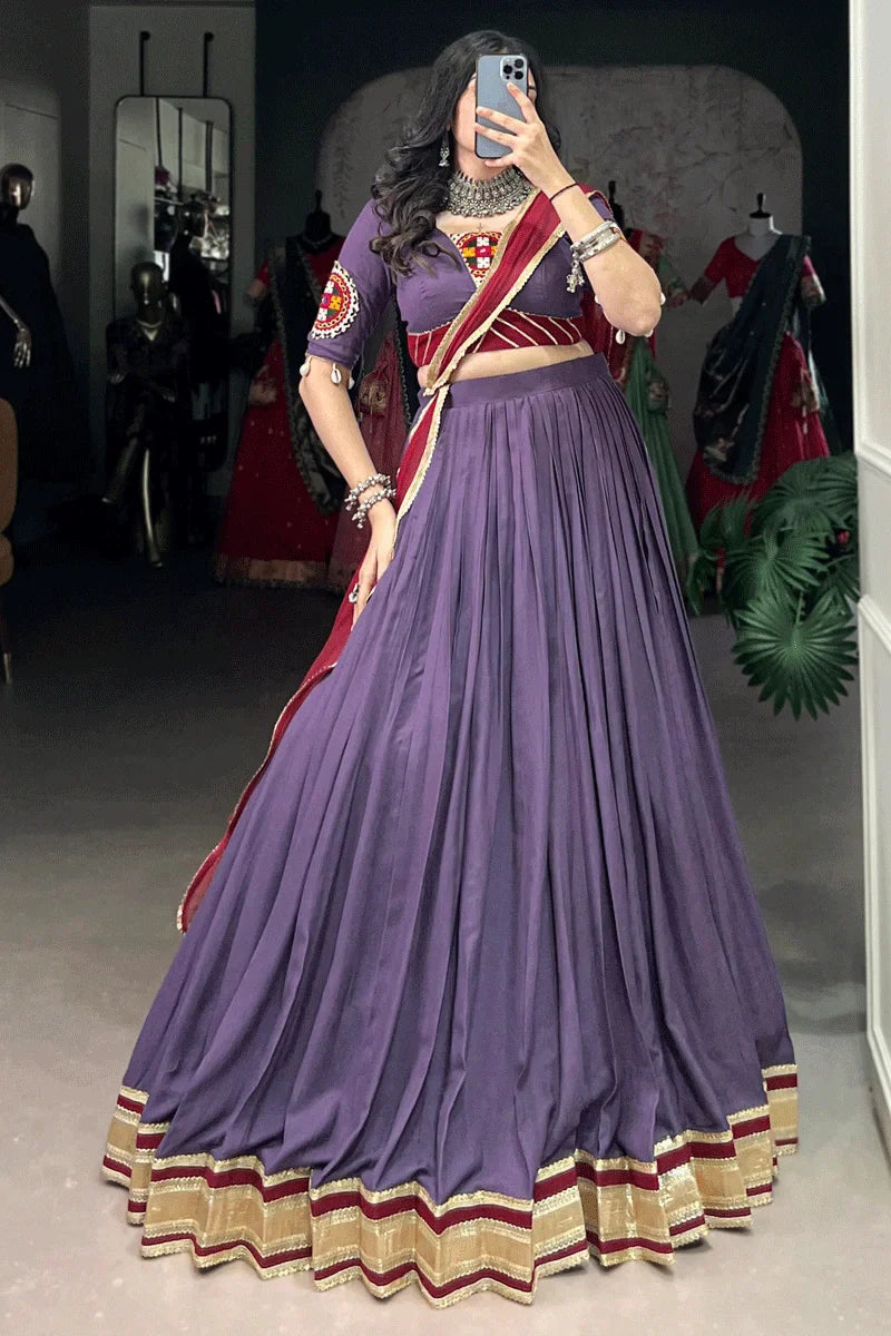 Purple Color Fully Stitched Chaniya Choli For Navratri
