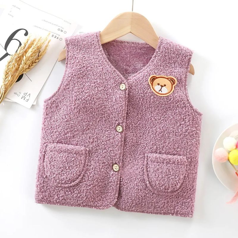Lovely Pink Bear Girls Sleeveless Cotton Blend Top – Cute and Comfortable Summer Wear