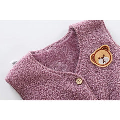 Lovely Pink Bear Girls Sleeveless Cotton Blend Top – Cute and Comfortable Summer Wear
