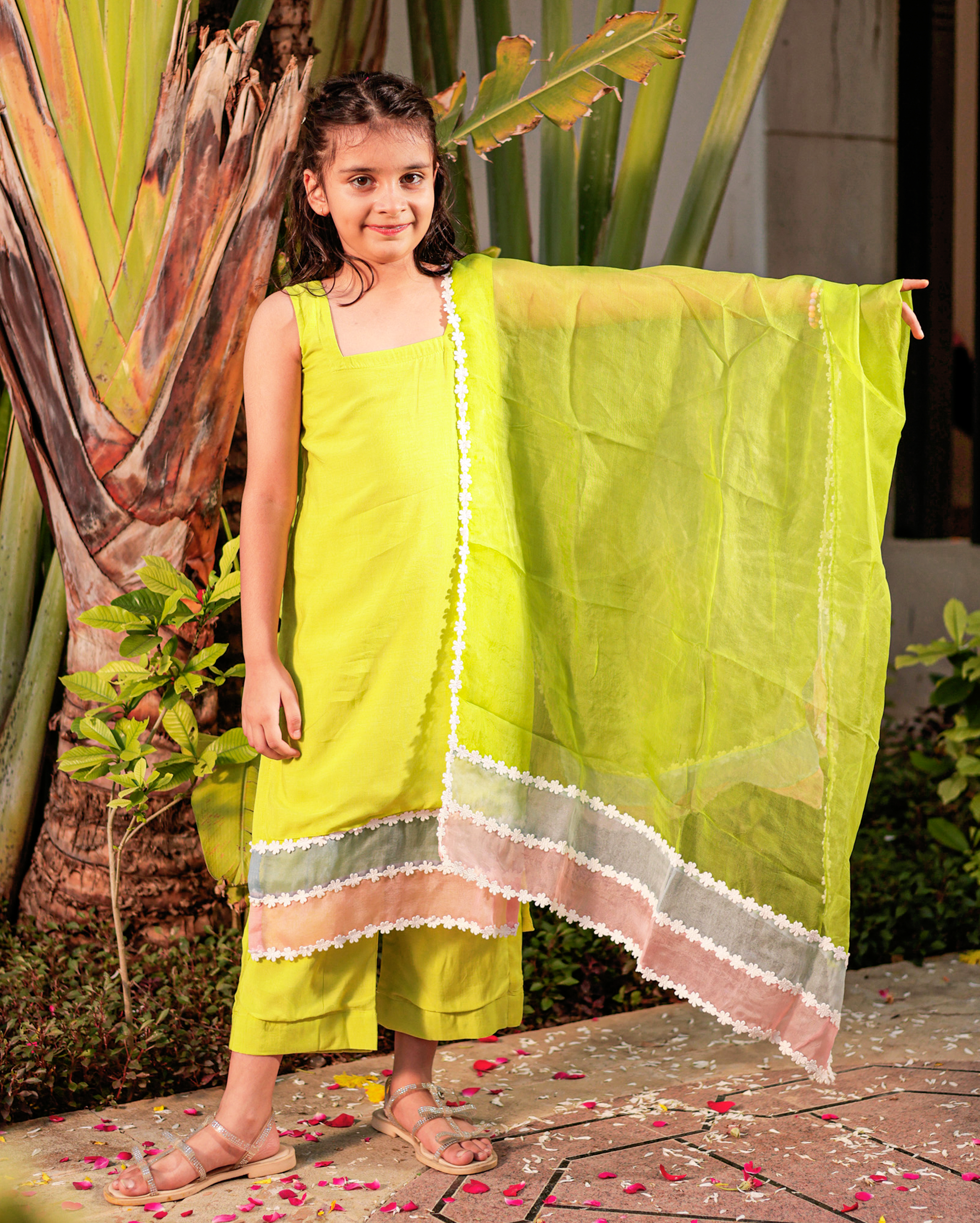 Gossamer Garden Green Muslin Suit Set