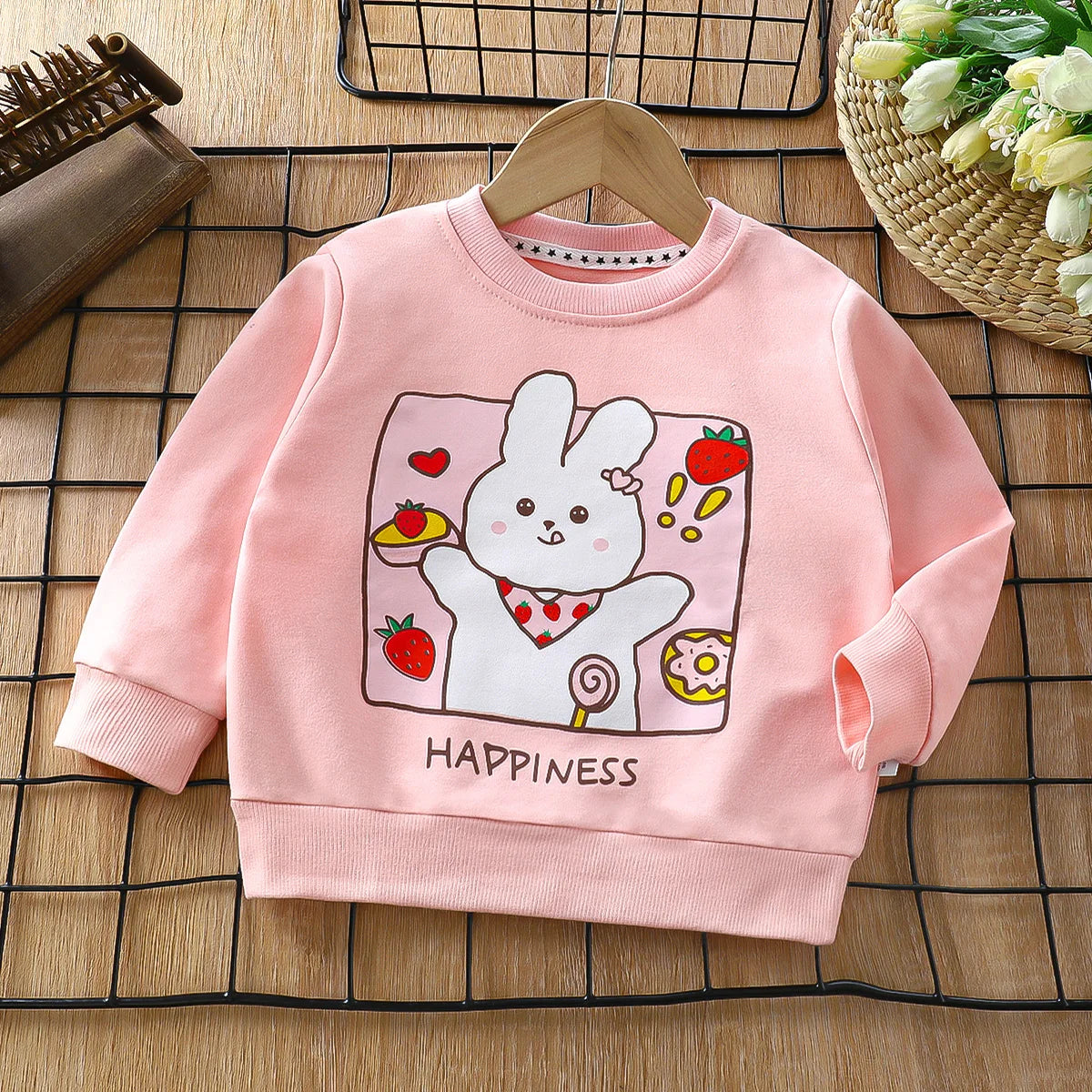 Happiness Girls Cotton Sweatshirt T-shirt – Casual Long Sleeve Top