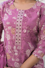 Light Purple Straight Viscose Salwar Suit With Delicate Floral Prints