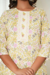 White & Green Floral Printed Pure Cotton Straight Salwar Suit for Every Occasion