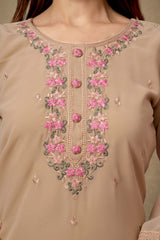 Chikoo Embroidered Straight Salwar Suit in Heavy Viscose Georgette