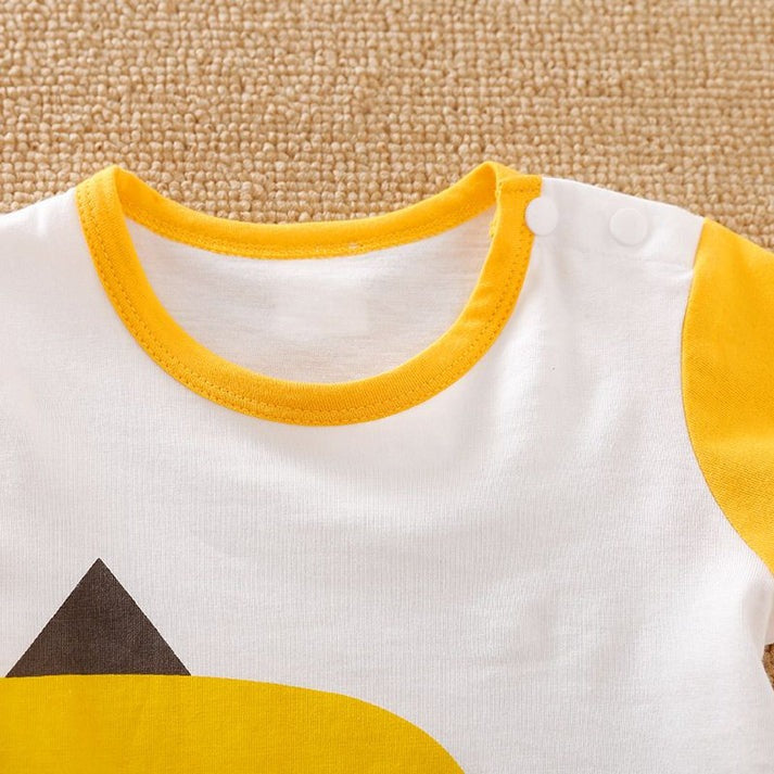 Playful Yellow Dino Baby Romper – Unisex Boys and Girls Cotton Jumpsuit for Newborns and Toddlers