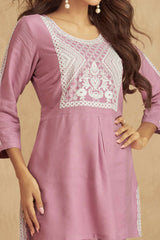 Pink Floral Embroidered Rayon Co-Ord Set – Stylish & Comfortable Party Wear