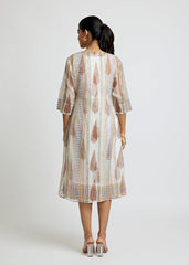 Elegant Shrug Dress with Heritage Prints and Kota Doria Overlay