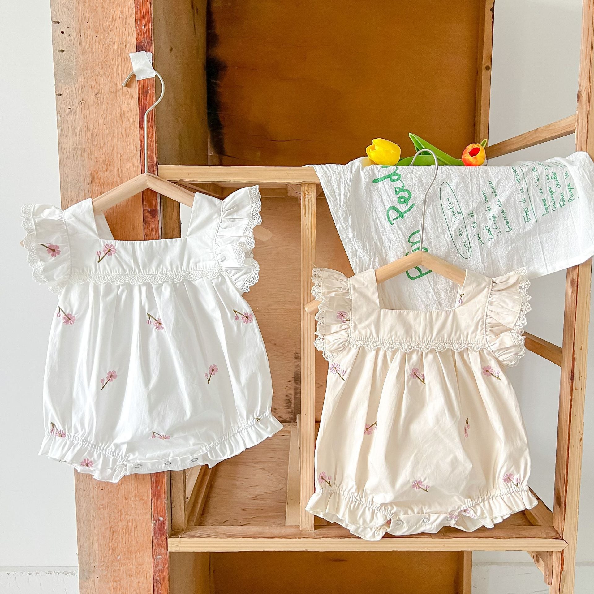 White Lace Baby Girl Romper – Soft Cotton Infant Outfit for Comfort and Style
