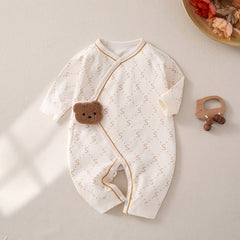Newborn Side Closure Bear Romper – Soft Cotton Baby Boys and Girls Outfit