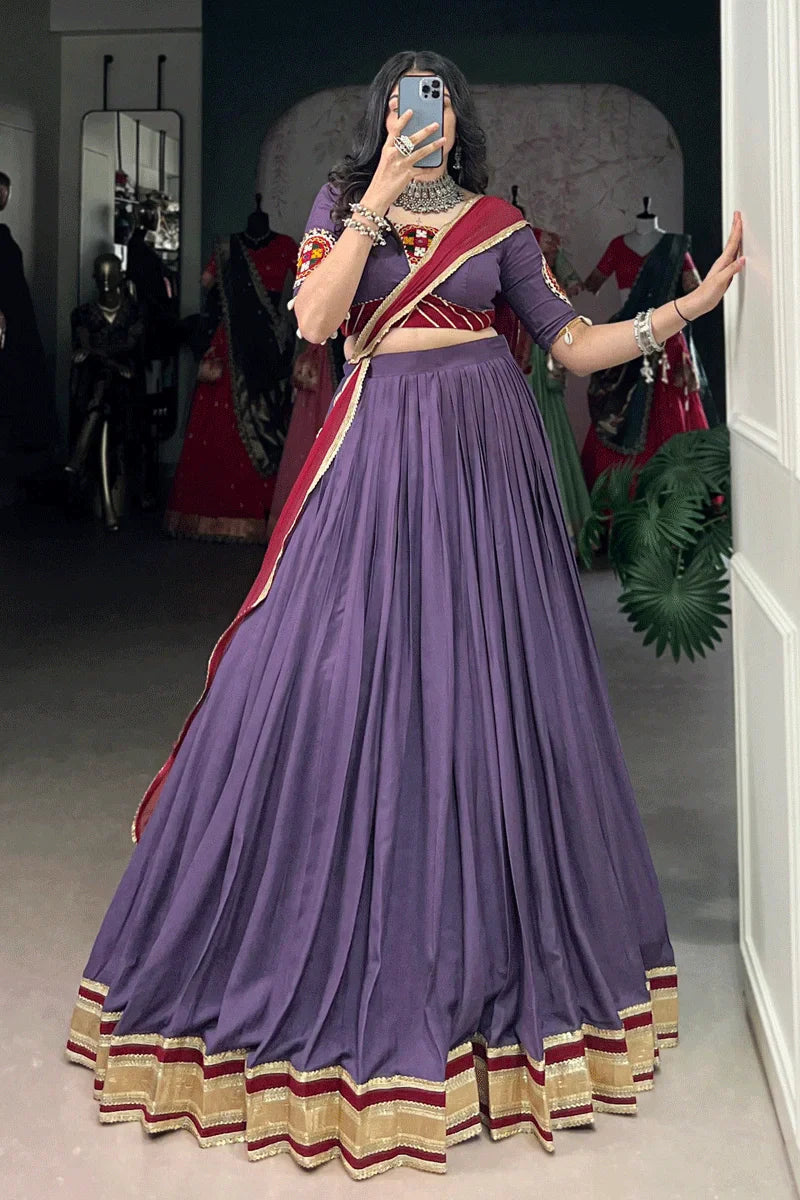 Purple Color Fully Stitched Chaniya Choli For Navratri
