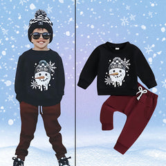 Snowman Baby Boys Sweatshirt and Bottom Set – Soft Cotton Blend Winter Outfit, Cozy & Cute