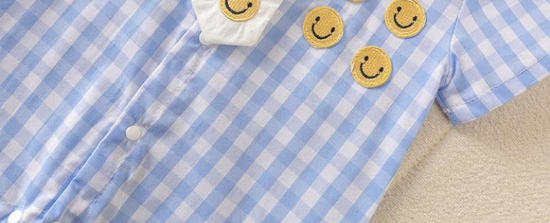 Tie & Checks Baby Boys Romper – Soft Cotton Infant Outfit, Comfortable & Stylish