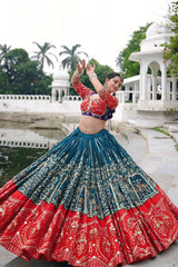 Blue Color Real Mirror Work Chaniya Choli For Navratri