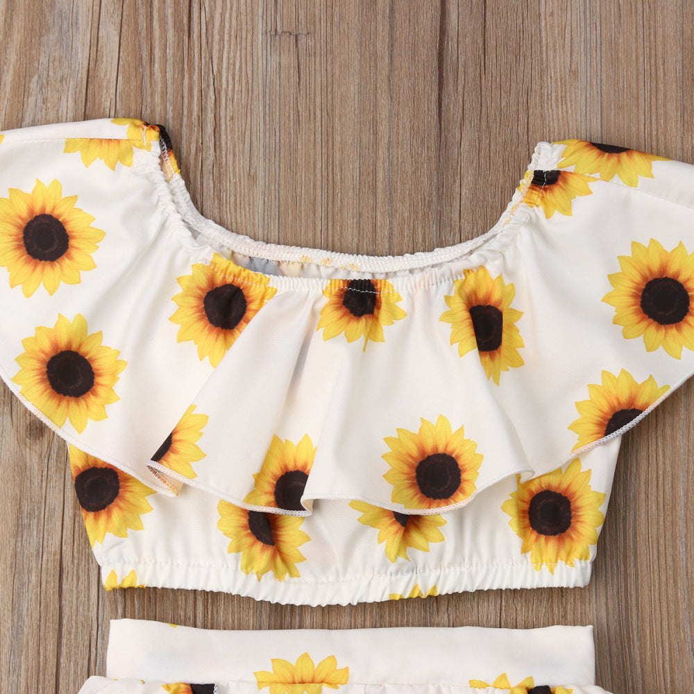 Sunflower Three-Piece Baby and Toddler Outfit – Cotton Blend Set